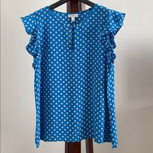 J. Crew Silk Flutter Top in Geo Dot SZ 16